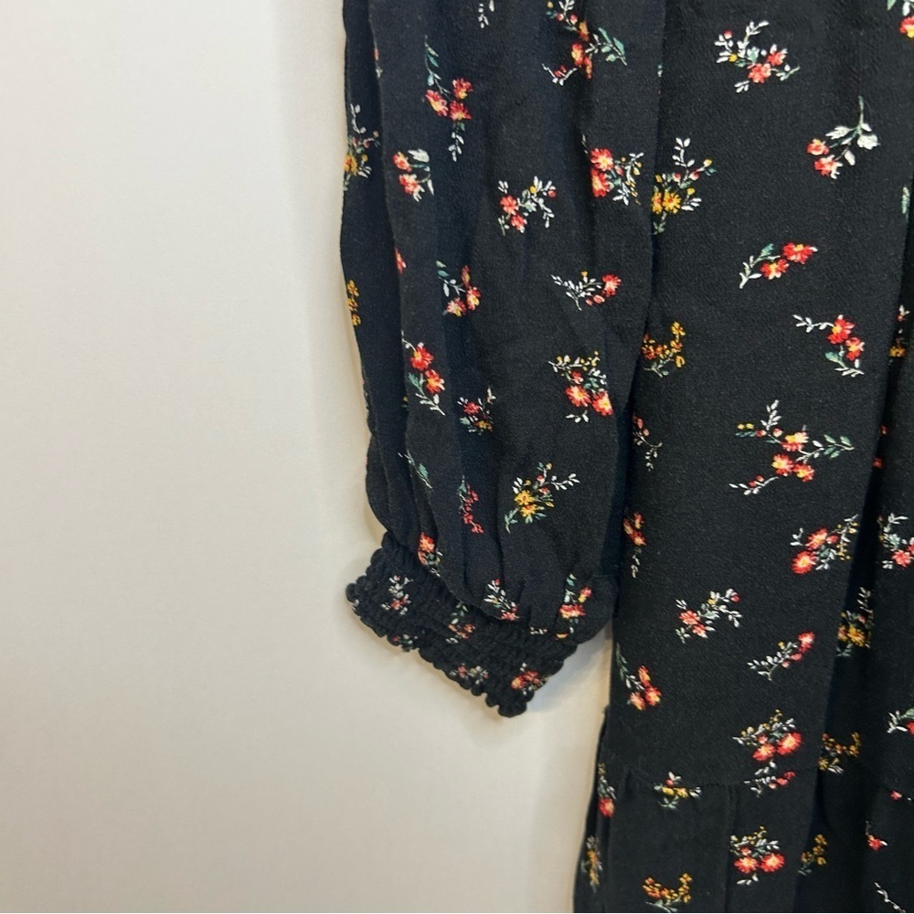 American Eagle Women’s Smocked Black Floral Long Sleeve Mini Dress, Size XS - Picture 4 of 7